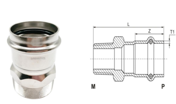 Adapter with male threaded end